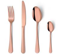 Cutlery Set Rose Gold, HONKKU 48 Pieces Stainless Steel Flatware Set for 12 People, Mirror Polished Silverware Set with Spoon Knife and Fork Sets for Home Kitchen, Dishwasher Safe