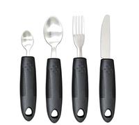 Cutlery Set Spoon Fork Tableware Soft Rubber Handle Anti-Shake Food Aid Set Re-usable Cutlery