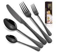 Cutlery Set Stainless Steel for 6 People, BILLION DUO Flatware Set Including Knife, Fork, Spoon, Cutlery Mirror Polished, Dishwasher Safe, Camping Cutlery Set 30 Pieces (Black)