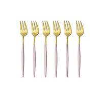Cutlery Set Tea Fork Set Stainless Steel Cutlery Set Fruit Salad Fork Kitchen Flatware Dessert Cake Forks 6Pcs Pink Gold