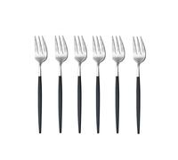 Cutlery Set Tea Fork Set Stainless Steel Cutlery Set Fruit Salad Fork Kitchen Flatware Dessert Cake Forks 6Pcs Black Silver