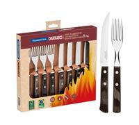 Cutlery Set with Steak Knives, 8 Piece Sharp Knife and Fork Set with Wooden Handles, Camping, Kitchen, Rustic, Dishwasher Safe, 29899296
