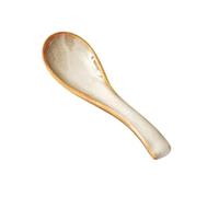 Cutlery Spoons Japanese Kiln Change Ceramic Soup Ladle Restaurant Household Kitchen Small 4 Pieces Set Dessert Elegant Table Tableware Soup Spoons(Beige)
