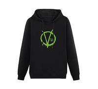 CUTLERY SUIT Men's V For Vegan Cotton Pullover Long Sleeve Hoody Sweatshirts XL Black