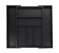 Relaxdays Extendable Cutlery Tray, Bamboo, 5-7 Compartments, HWD: 5 x 30.5-49 x 46 cm, Kitchen Drawer Insert, Black, 5 x 30,5 x 46 cm