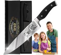 CUTLINX Fathers Day Gift “Best DAD” - Premium Chef Knife Gift - 8in/20cm Stainless Carbon Steel Kitchen Knive w/Pakka Wood Handle - Birthday, Anniversary, Christmas, Housewarming, Holiday Gifts