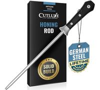 Cutluxe Honing Rod, Sharpening Steel for Kitchen Knives - 10" Honing Steel - Ergonomic Handle Design - Artisan Series