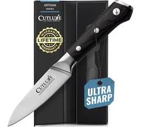 Cutluxe Paring Knife - 3.5" Small Kitchen Knife, Peeling Knife with Razor Sharp Blade - Forged High Carbon German Steel - Full Tang & Ergonomic Handle Design - Artisan Series
