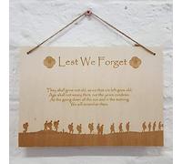 Cutncraft Designs Military Poppy Flanders Field Remembrance Engraved Wooden Wall Plaque Sign A5 Size 210x147 mm (8"x6") with Drilled Holes and Twine