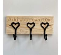 Cutncraft Designs Personalised Coat Rack Rail with 3 Heart Hooks for Jackets Children Nursery Add Own Text in Berlin Sans Font