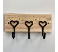 Cutncraft Designs Personalised Coat Rack Rail with 3 Heart Hooks for Jackets Children Nursery Add Own Text in Papyrus Font