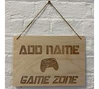 Cutncraft Designs Personalised Gamer Gaming Game Zone Door Sign Add Name Custom Wooden Wall Plaques 21x15cm (8.2"x5.9")