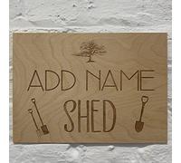 Cutncraft Designs Personalised Shed Tree and Gardening Tools Door Sign Add Name Custom Wooden Wall Plaques 21x15cm (8.2"x5.9")