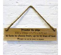 Cutncraft Designs Personalised Solid Oak Hanging Large Wooden Sign Plaque Custom Made Wall Door Decor Idea with Rope 40 x 9.4 x 2cm (15.7"x3.7"x0.8")