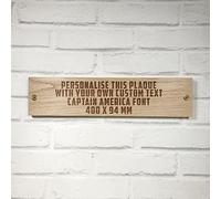 Cutncraft Designs Personalised Solid Oak Large Wooden Sign Plaque Your Own Text CAPTAIN AMERICA Font Custom Made Wall Door Decor Idea 40 x 9.5 x 2cm (15.7"x3.7"x0.8")