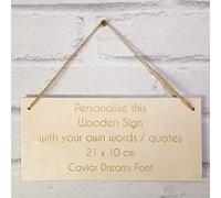 Cutncraft Designs Personalised Wooden Sign Plaque Custom Bespoke Made Wall Door Hanging Gift Idea 21x10cm (8x4inch) in Caviar Dreams Font
