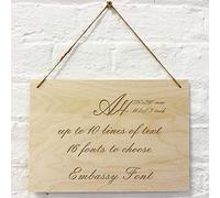 Cutncraft Designs Personalised Wooden Sign Plaque Custom Made Wall Door Hanging Gift Idea A4 30x21cm (11.7"x 8.32") in Embassy Font