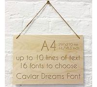 Cutncraft Designs Personalised Wooden Sign Plaque Custom Made Wall Door Hanging Gift Idea A4 30x21cm (11.7"x 8.32") in Caviar Dreams Font