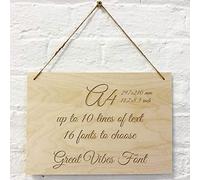 Cutncraft Designs Personalised Wooden Sign Plaque Custom Made Wall Door Hanging Gift Idea A4 30x21cm (11.7"x 8.32") in Great Vibes Font