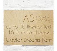 Cutncraft Designs Personalised Wooden Sign Plaque Custom Made Wall Door Hanging Gift Idea A5 21x15cm (8.2"x5.9") in Caviar Dreams Font