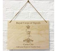 Cutncraft Designs Royal Corps of Signals Personalised Add Name Custom Wooden Wall Plaques 21x15cm (8.2"x5.9") With Twine