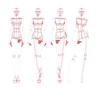 CUTOOP 4Pcs Acrylic Human Dynamic French Curve Fashion Template Ruler Female Humanoid Clothing Measuring Pattern Grading Rulers Craft Sewing Tools Fashion Design Picture Project Ratio Template