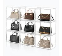 Cutora 6Pack Purse Organizer for Closet Clear Acrylic Display Case Handbag Storage Organizer Box with Magnetic Door Stackable Storage Bins with Dustproof Lid for Book Toys Shoes Cosmetic Collectibles