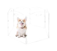 Cutora Acrylic Dog Playpen for House 6 Panel 120" W x 24" H Foldable Dog Gate Indoor with Handles, Free-Standing Pet Fence Clear Dog Pen for Medium Dogs Puppy Cat Rabbit Accessories