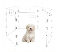 Cutora Acrylic Dog Playpen for House 6 Panels 60" W x 24" H Foldable Clear Dog Gate Indoor with Handles, Free-Standing Pet Fence for Doorways Dog Pen for Medium Dogs Puppy Cat Rabbit Accessories