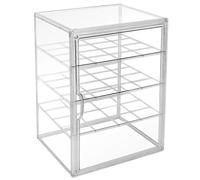 Cutora Extra Large 4 Tiers 15.7"X11.8"X9.8" Clear Acrylic Organizer Box Display Case, Plastic Holder with Magnetic Door and 3 Division Boards for Figures, Books, Handbags, Purses, Boots