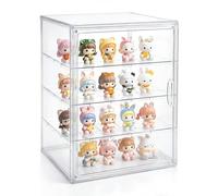 Cutora Extra Large 4 Tiers 15.7"X11.8"X9.8" Clear Acrylic Organizer Box Display Case, Plastic Holder with Magnetic Door and 3 Division Boards for Figures, Books, Handbags, Purses, Boots