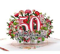 CUTPOPUP 50th Birthday Pop Up Card, Happy 50th Birthday Card for Women, Mom, Grandma, 3D Greeting Pop Up Card UK