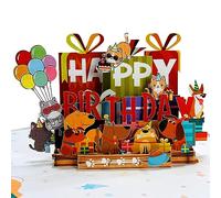 CUTPOPUP Birthday Cards for Men, 3D Idea Gifts for Him, Dad Birthday Cards, Husband Birthday Card, Fathers Day Cards (Text Happy Bday with Animals) UK