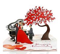 CUTPOPUP Couple Dancing Pop Up Anniversary Cards, 3D Valentines Cards, Wedding Anniversary Card, Husband Valentines Day Card for Him Her Wife Husband Mum Dad Son Daughter (Couple with Piano) US8-61UK