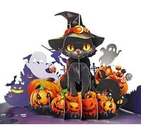 CUTPOPUP Cute Black Cat Halloween Cards, Happy Halloween Birthday Card, Halloween Greeting Cards with Envelopes, Trick or Treat Pop Up Halloween Card (Cute Cat) US8-SD216.2UK
