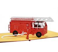 CUTPOPUP Firetruck Birthday Pop Up Card, 3D Popup Greeting Cards, 3D Birthday Card With Blank Note, Handmade 3D Popup Birthday Card Men Brother Husband Him Son UK