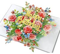 CUTPOPUP Floral Card Birthday Cards for Women, Flowers Pop Up Gifts for Wife, Her, Mum, Sister, Daughter, Grandma, 3D Mothers Day Card, Valentines Day, Anniversary (Floral HPBD) US8-BD138UK