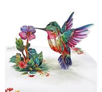 CUTPOPUP Hummingbird with Purple Flower Birthday Cards for Women, Mothers Day Cards Pop Up, 3D Gifts for Her Mum, Grandma Wife Daughter Her Girl Sister (Hummingbird Purple) US8-82UK