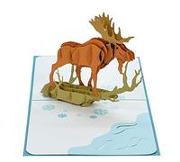 CUTPOPUP Moose Birthday Pop Up Card, 3D Popup Greeting Cards, 3D Birthday Card With Blank Note, Handmade 3D Popup Birthday Card Men Father Brother Husband Him Son Newphew UK