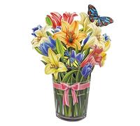 CUTPOPUP Multi Color Lily Bouquet - Birthday Cards for Women, Mothers Day Card Pop Up, 26x30cm 3D Pop Up Greeting Card for Wife Mum Daughter Her Girl Sister (Lily 26x30) US8-84UK