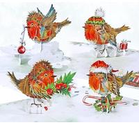 CUTPOPUP Pack 4 Robin Merry Christmas Cards 2025, Pop Up Christmas Cards w Envelope, 3D Xmas Card, Holiday Greeting Card Gifts for Her Him Wife Husband Family Son Mum Dad (4Pack Robin) US8-SET2UK