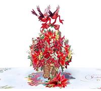 CUTPOPUP Poinsettia with Cardinals, Merry Christmas Cards 2025, Pop Up Christmas Cards w Envelope, 3D Xmas Card, Holiday Card Gifts for Her Him Wife Husband Mum Dad (Poinsettia Basket) US8-CN293UK