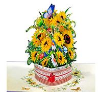 CUTPOPUP Sunflower 3D Birthday Cards for Women, Mothers Day Card Pop Up, Flowers 3D Gifts for Her Wife Mum Daughter Sister (Sunflowers in Pink Vase) US8-FL137UK
