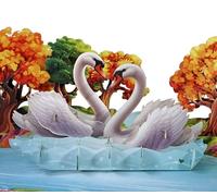 CUTPOPUP Swan Couple Anniversary Cards, Wedding Anniversary Card Pop Up, Valentines Day Romantic Gifts for Her Him Wife Husband Parent Couple (Swan) US8-LO173UK