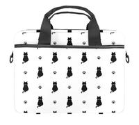 Cutr Cat Paw Black Illustration Pattern Laptop Case Bag Sleeve Portable Crossbody Messenger Briefcase w/Strap Handle, 13 14 inch