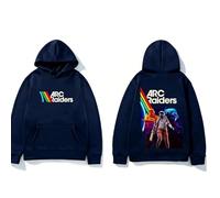 CUTTE ARC Raiders Retro Rainbow Stripes Hoodie | Sci-Fi Game Inspired Graphic Pullover with Raider Squad Design (navy blue,L)