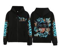 CUTTE Arcane Graffiti Full Zip Hoodie | Anime Streetwear for Men & Women, Unisex Oversized Fleece Jacket for Fans-5||m