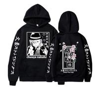 CUTTE Bungo Stray Dogs Chuuya Nakahara Anime Oversized Hoodie Men's Unisex Long Sleeve Pullover Casual Streetwear Sweatshirt (black,3XL)