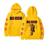 CUTTE Inspired By Bad Omens Hoodie | Printed Graphic Pullover | Unisex Long Sleeve Sweatshirt | Casual Streetwear Style (Yellow,XS)