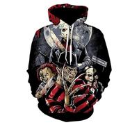CUTTE Michael Myers Horror Film Hoodie for Men - Vintage Mask Design Pullover for Halloween & Goth Style (DHM240711N2,XL)